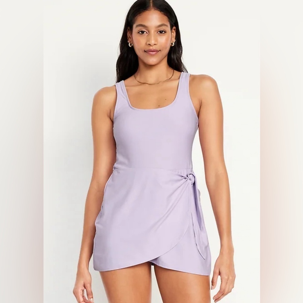 NWT Old Navy Wrap-Front Lavender Swim dress Size XXL
